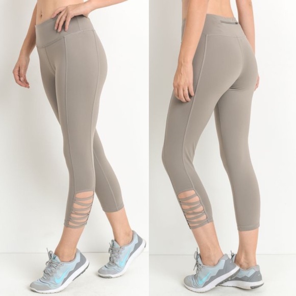 Mocha Tan Criss Cross Leggings - Picture 1 of 3